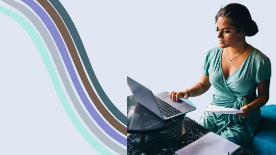 woman sitting in virtual interview