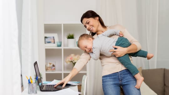 Woman working with child