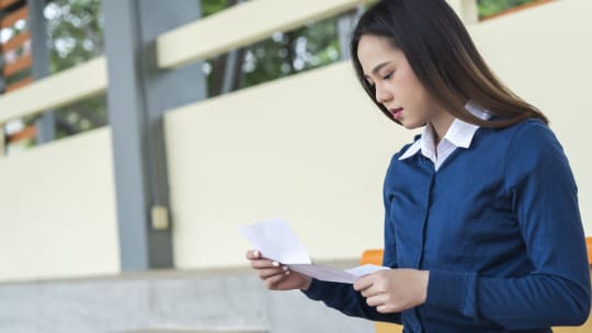 Woman reading resume