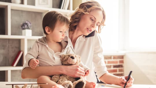 Working mom with son 