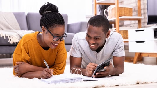 Couple managing finances