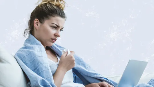woman working while sick