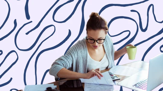 a woman working at a desk
