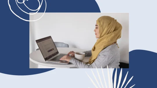 woman writing five-year plan on laptop