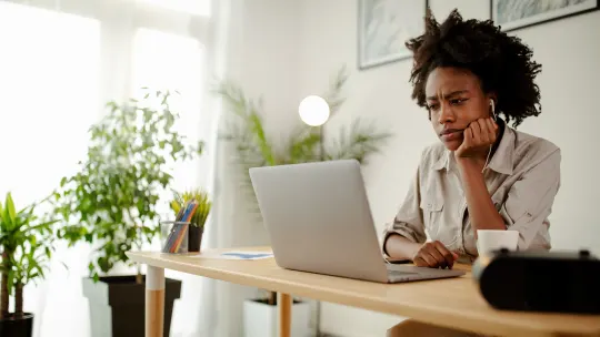 Woman listening to video call