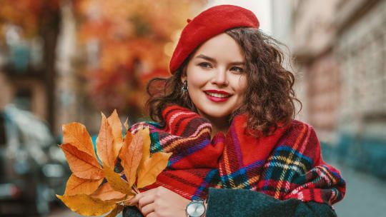 Woman smiling outside