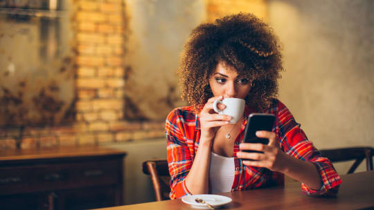 Woman checking phone