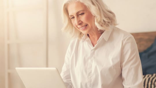 woman doing research