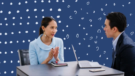woman asking her boss for a raise