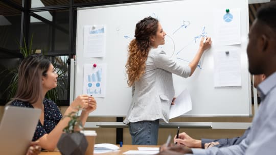 Woman leading meeting