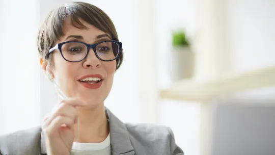 Woman on video call