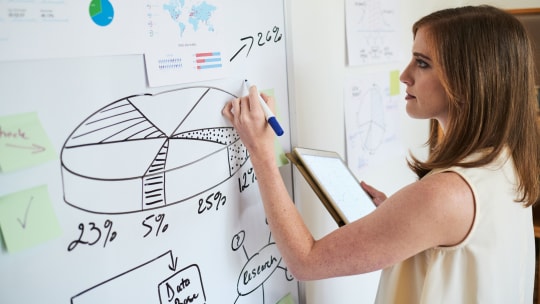 woman doing an equation on the board