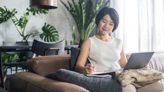 Happy woman at home