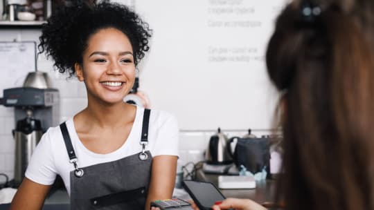cashier and customer
