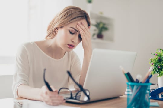 Woman sad at work