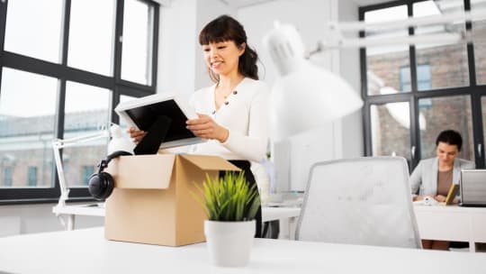 Woman quitting her job