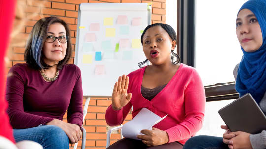 Women meeting to discuss politics