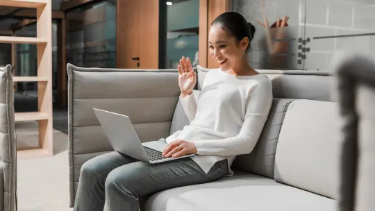 Woman on video call