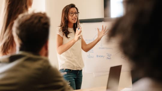 Woman giving presentation