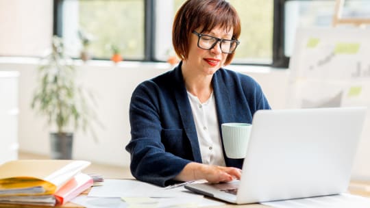 Woman in menopause at work