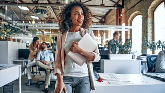 Happy woman at work