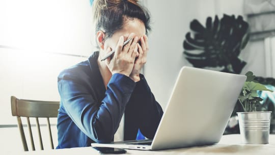 Woman Crying at Work