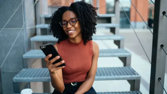 woman using social media