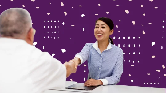 woman smiling in interview
