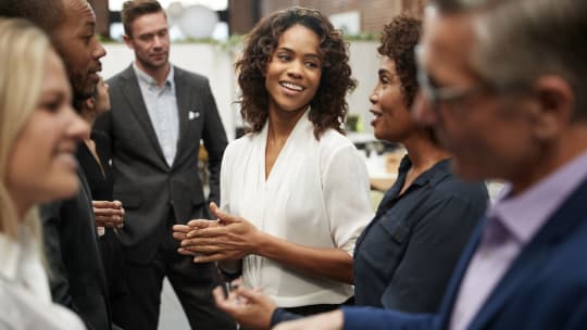 Woman looking at leader