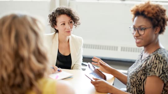 women in an interview