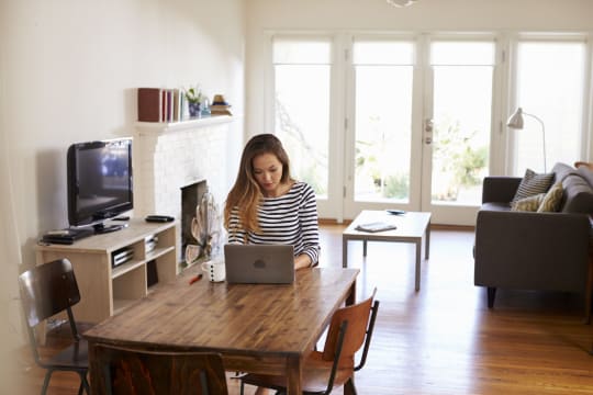 woman working from home