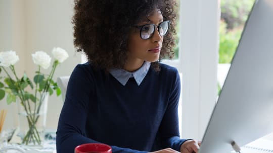 woman working remotely