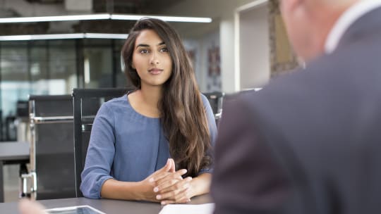 woman in an interview