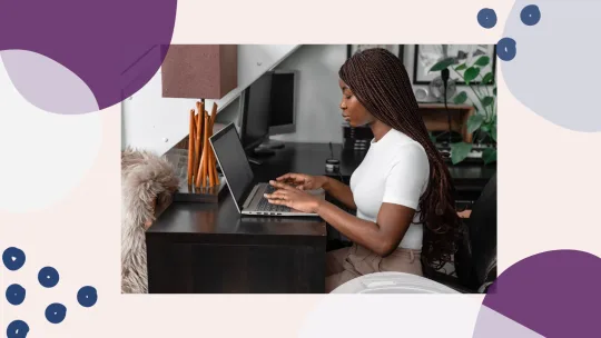 woman typing at home