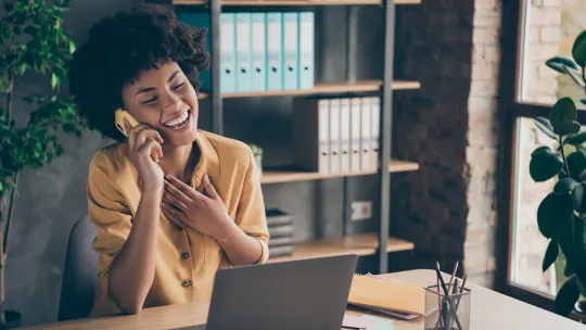 Happy woman on phone