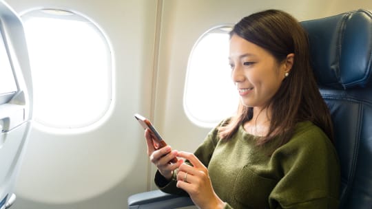 woman on airplane