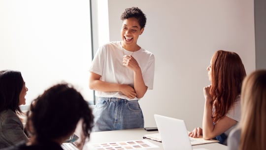 woman presenting idea in meeting