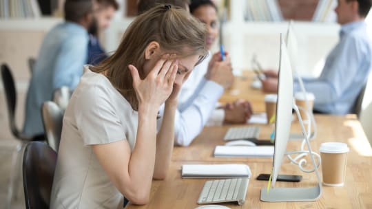 Woman frustrated at work