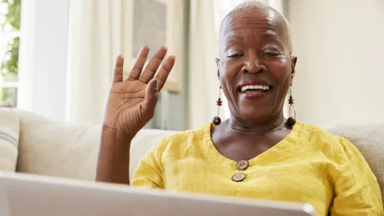 Woman on video call