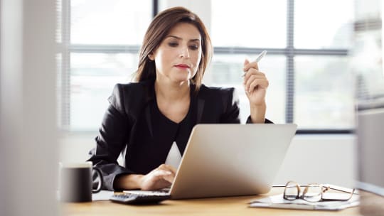 Woman working on laptop