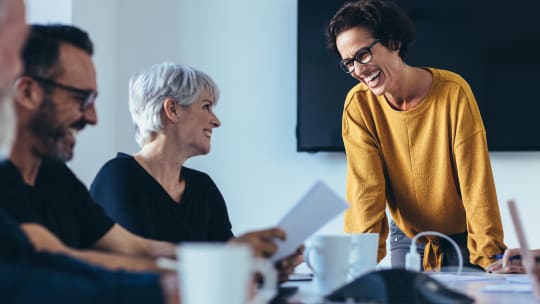 Women smiling at work