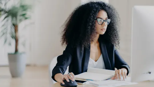 Woman typing an email