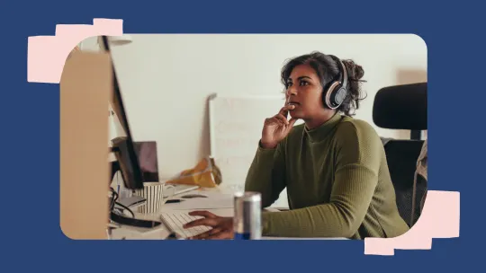 a woman working on a computer