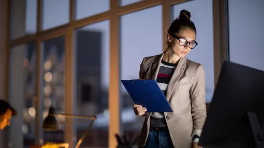 woman working at night