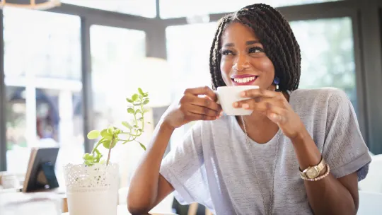 Woman drinking coffee