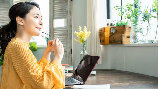 Woman working at coffeeshop