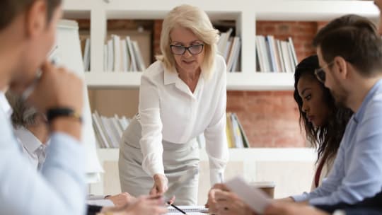 Woman leading meeting