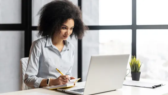 Woman in virtual meeting