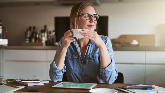 Woman working at home
