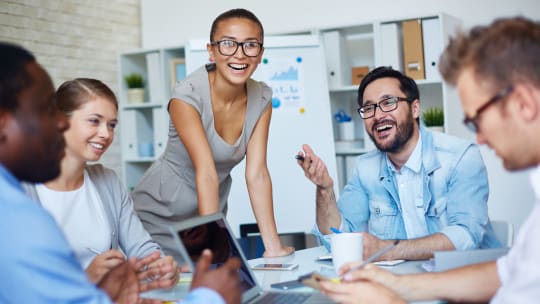 happy employees collaborating